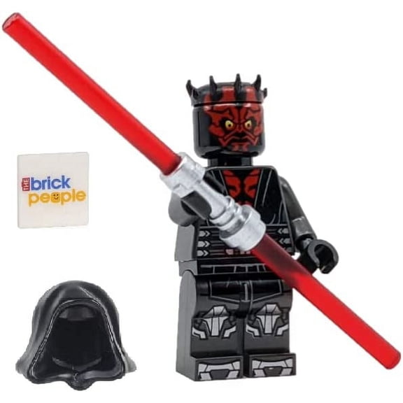 LEGO Star Wars Darth Maul Minifigure with Silver Armor Hood Cape and Dual Red Lightsaber