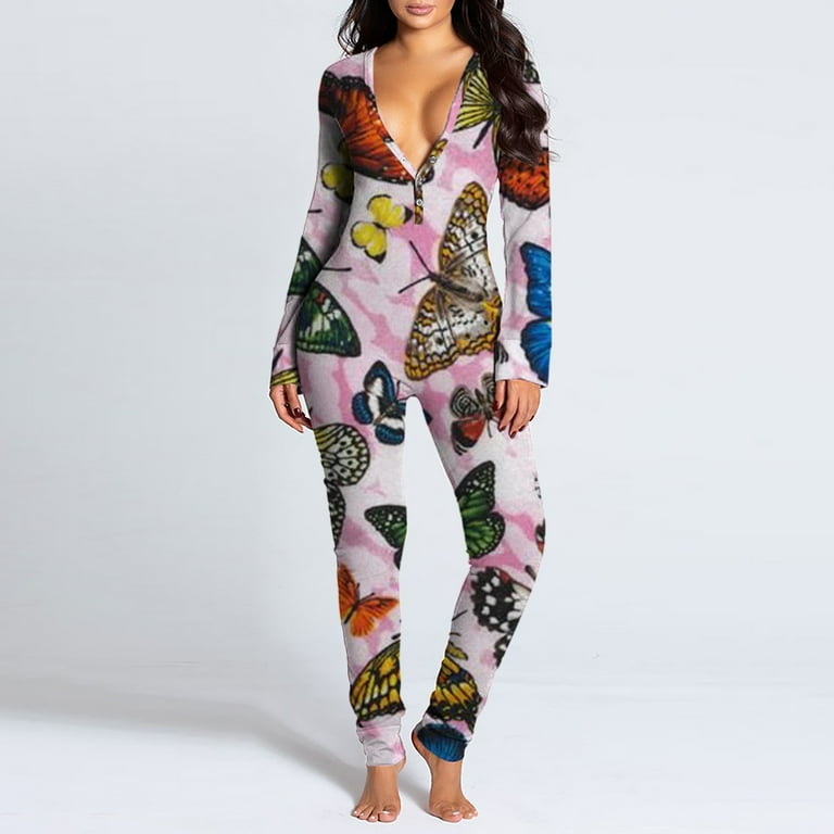 S LUKKC LUKKC Women s Sexy Jumpsuit Pajamas Plus Size Long Sleeve