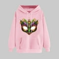 thumbnail image 2 of VBTAPA Mardi Gras Graphic Hoodies for Women Loose Casual Hoody Tops Carnival Themed Print Hooded Sweatshirt with Kangaroo Pocket Pink M, 2 of 6