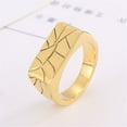thumbnail image 3 of HIJONES Men's Rectangle Irregular Crack Ring Stainless Steel Hip Hop Stone Cracks Wide Ring Band Finger Jewelry Gold Size 6, 3 of 4