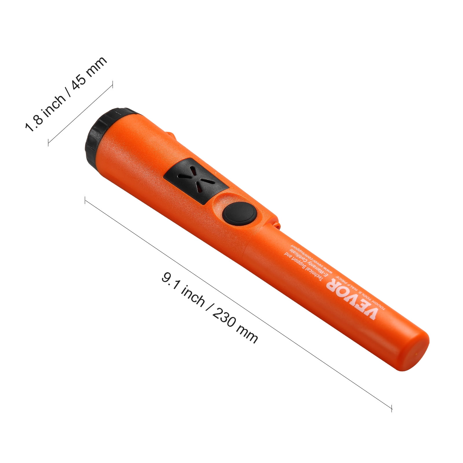 VEVOR Metal Detector Pinpointer, Partial Waterproof Handheld Pin Pointer Wand, 1.96" Detection Depth, 3 Modes, Treasure Hunting Probe with Holster, Waterproof Bag and 9V Battery, for Adults and Kids