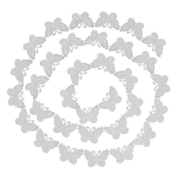 KALLORY 1Pack White Polyester Lace Trim Butterfly DIY Sewing Applique for Fabric Textile Projects