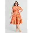 thumbnail image 2 of CASSIE LIZ Plus Size Womens Dresses Casual Floral Orange Fall Dresses Fashion Midi Sundresses Short Sleeve Collared Elegant V Neck Dresses Loose Fit Summer Dress with Pocket XL 14W 16W, 2 of 7