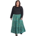 thumbnail image 3 of Jupe Paysanne Longue Réversible Femme - Boho Jupe Maxi Coton Vert/or Floral, 3 of 4