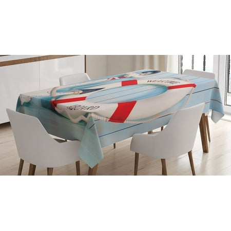 

Coastal Tablecloth Anchor Striped Siding Vertical on Shabby Boards Classic Style Rectangular Table Cover for Dining Room Kitchen Decor 60 X 90 Red Pale Blue Navy Blue by Ambesonne