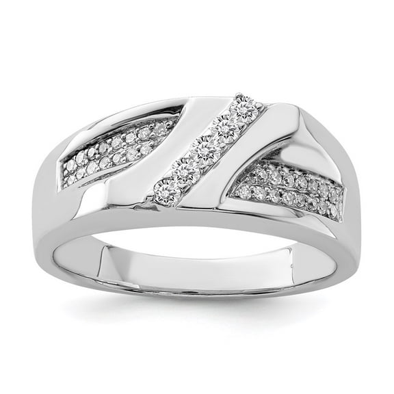 Sterling Silver Rhodium Plated Diamond Men's Ring QR5021