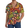 thumbnail image 3 of KLL Hippie Peace Love Print Men's Shirt Short Sleeve Button Down Summer Cuba Beach Shirts- XX-Large, 3 of 7