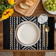 thumbnail image 4 of Black Boho Geometric Placemats Set of 4, Vintage Southwestern Stripes Placemats for Dining Table, Place Mats for Kitchen Tabletop, Waterproof Wipeable Dining Table Mats Set, 4 of 9