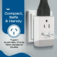 thumbnail image 6 of Ceptics Australia China New Zealand Power Plug Adapter 2 Pack, QC 3.0 & PD, Safe Dual USB & USB-C - 2 USA Socket for USA to Australian New Zealand Fiji Argentina, Type I AP-16-2PK Fast Charging, 6 of 11