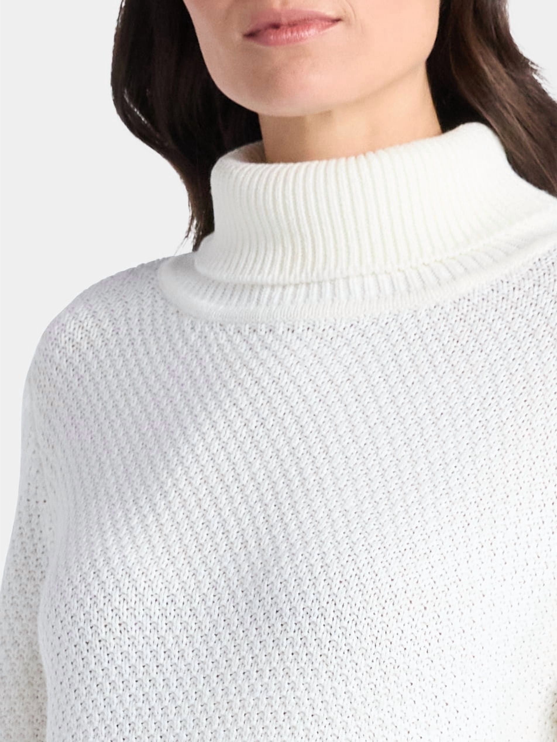 Time and Tru Women’s and Women’s Plus Turtleneck Sweater with Cable Sleeves, Midweight, Sizes XS-4X