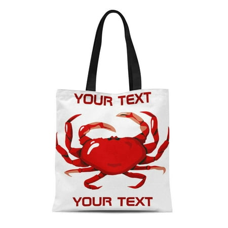 SIDONKU Canvas Tote Bag Seafood Red Crab Food Chef Cook Service Bbq Reusable Handbag Shoulder Grocery Shopping (Best Grocery Store For Seafood)