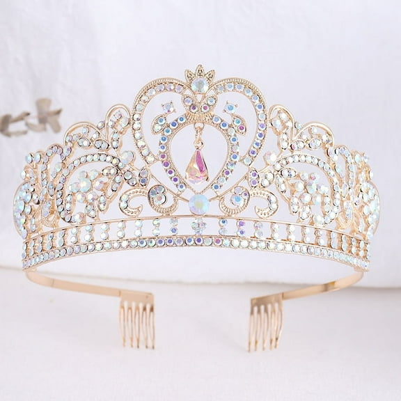 Nvzi-a Wedding Tiara for Bride Princess Tiara Headband Bridal Crown,Crystal Rhinestone Hair Jewelry Decor for Queen Girl Bride Birthday Prom Wedding Pageant Halloween Costume Party(AB)