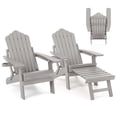 thumbnail image 1 of Gymax 2 PCS Folding Adirondack Chair HIPS Fire Pit Chair w/ Adjustable Backrest Gray, 1 of 10