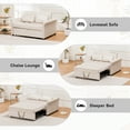 thumbnail image 4 of COMHOMA Convertible Sofa Bed 55'', 3-in-1 Sleeper Sofa with Pull-Out Bed, Futon Sofa with Reclining Backrest and 2 Pillows, Loveseat Sleeper Couche for Living Room, White, 4 of 10