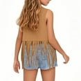 thumbnail image 4 of Gamivast Girls Fashion Fringe Vest 70S Hippie Costume Sleeveless Clothes Solid Color Western Faux Suede Tassel Leather Outerwear Brown 6-8 Camiseta De Para Niños, 4 of 5
