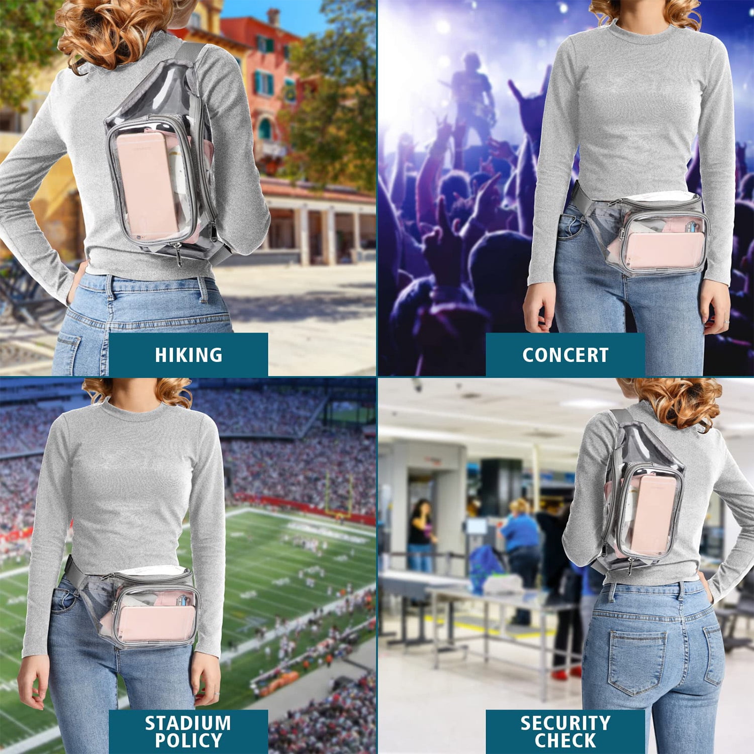  Clear Fanny Pack Stadium Approved - Packism Waterproof Cute Waist  Bag for Women Men Clear Purse Transparent Adjustable Belt Bag for Concerts,  Festival, Travel, Events, White