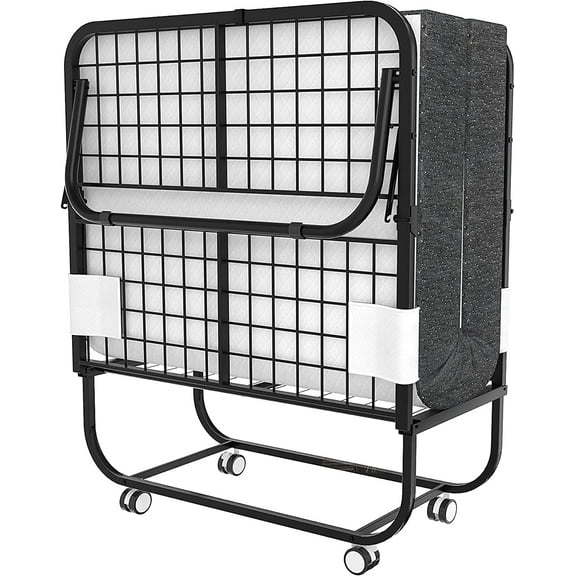 Folding Bed with Mattress Portable Foldable Guest Beds Cot Size Rollaway Beds for Adults with Luxurious Memory 5 Inch Foam Mattress and Super Sturdy Frame, 75 x 31 Inch