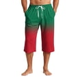 thumbnail image 4 of Migroa Mens Capri Pants Elastic Waist Drawstring Workout Gym Joggers Summer Gradient Pajama Shorts Casual Sweat Green M, 4 of 5