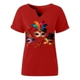thumbnail image 5 of Erwazi Womens Mardi Gras T-Shirt Graphic Printed Short Sleeve V Neck Tees Carnival Party Tee Top, 5 of 6