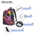 thumbnail image 4 of Honeii Neon Gothic Skull Moon Print Canvas College Laptop Backpack, Durable Rucksack Travel Notebook Bag School Backpack Book Bag for Men Women-Medium, 4 of 7