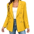 thumbnail image 2 of IUYRTFE Women's Casual Double Breasted Blazer Jacket Long Sleeve Notched Lapel with Shoulder Pads, 2 of 7