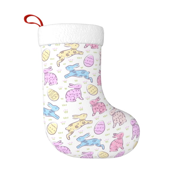 Rateoe Easter Colorful Rabbit Print Christmas Stockings,18 Inch Large Christmas Stockings Decoration Ornaments for Holiday Home Fireplace Indoors