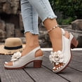 thumbnail image 3 of Heeled Sandals for Women Open Toe Dressy Flower Slingback Heels Comfy Arch Support Summer Trendy Hollow out Pumps Beige Size 7.5, 3 of 9