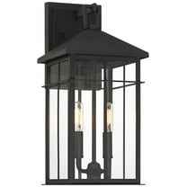 John Timberland Bernal 17 1/2" High Modern Outdoor Wall Light Fixture Mount Porch House 2-Light Sand Black Finish Glass Shade