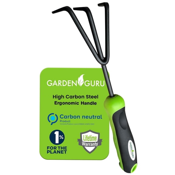 Garden Guru Hand Cultivator Rake Tiller Tool – High Carbon Steel for Ultimate Strength - Rust Resistant – Ergonomic Handle – Great for Gardening Cultivating Loosening Weeding (2)
