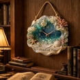 thumbnail image 4 of 2D Flat Wooden Nautical Shell Wall Clock,Silent Non-Ticking Hanging Wall Decor with Rope,Beach Themed Ornament for Living Room,Bathroom,Coastal Home Style, 4 of 7