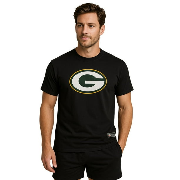 NFL Playera Aficionado Básica Green Bay Packers Negro para Hombre, Talla Chica