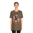 thumbnail image 3 of Autumn Pup: Dachshund & Pumpkins Tee - Unisex Jersey Short Sleeve Tee, 3 of 4