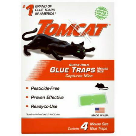 Tomcat Super Hold Glue Traps Mouse Size 4 Pack (Best Mouse Trap For Small Mice)