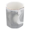 thumbnail image 4 of DECORNIJIA Marble Pencil Holder Ceramic Grey with Golden Rim 1Pcs for Stationery and Makeup Brushes, 4 of 8