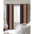 thumbnail image 3 of Brown Black Stripes Blackout Curtains, Light Blocking Print Window Curtains, Farmhouse Vintage Abstract Lines Thermal Insulated Window Drapes for Living Room Kitchen Cafe 2 Panels, 55"W x 39"L, 3 of 9