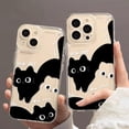 thumbnail image 2 of Cute Cartoon Black White Cat Clear Soft Phone Case Compatible with iPhone Case (Clear,iPhone 15 Pro Max), 2 of 6