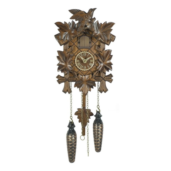 Quartz Cuckoo Clock 5 leaves, bird, with music