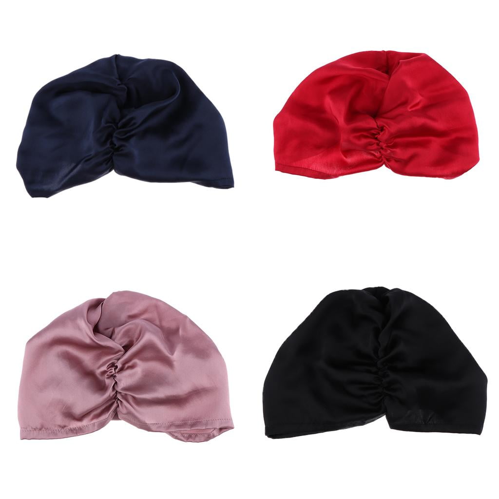 FVDPWYE Silk Sleeping Cap Sleep Hat Night Hair Styling Care Bonnet Head Wrap Black