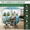 thumbnail image 3 of Hanover Traditions 5-Piece Outdoor High Dining Patio Set, 4 Counter-Height Padded Sling Swivel Chairs, 56" Round Cast Aluminum Table, 9' Umbrella, and Umbrella Base, Rust-Resistant, All-Weather, 3 of 9