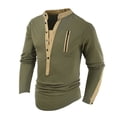 thumbnail image 2 of ZCFZJW Half Button Up Tactical Henley Shirts for Mens Retro Solid Lightweight Long Sleeve Pullover Sweatshirts Stylish Slim Workout Tees Tops Army Green XL, 2 of 7