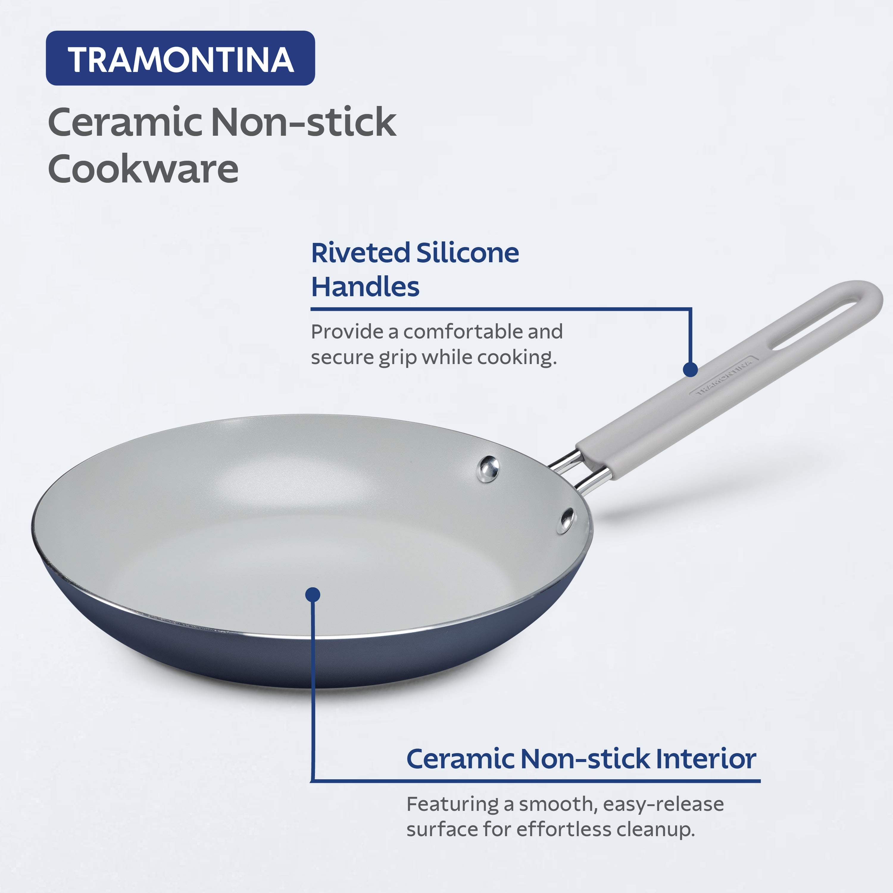 Tramontina EveryDay 3 Pk Ceramic Fry Pans Blue - Bering Sea