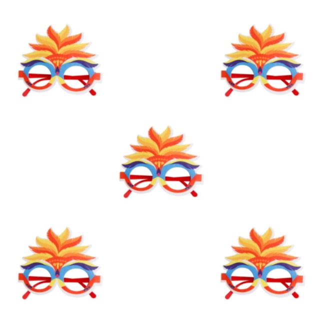 Marco de anteojos de pluma DIY Wosthever gafas decorativas de carnaval amarillas