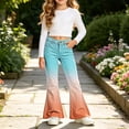 thumbnail image 5 of Trikvn Kids Flared Denim Pants Girls Stretch Bell Bottoms Casual Gradient Color Jeans Fashion Vintage Streetwear Trousers, 5 of 8