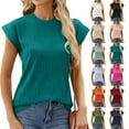 thumbnail image 5 of Summer Round Neck Women's Solid Color Short-sleeved Loose Casual T-shirt, 5 of 7