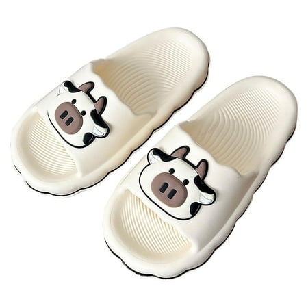 

UHUYA Womens Sandals Pillow Slippers Home Couple Shoes Indoor Outside Soft Soled Cow Slippers Unisex Non Slip Soft Cartoon Thick Home Slippers White 41