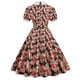 thumbnail image 4 of ICHUANYI Clearance Women Printing Short Sleeve Puff Sleeves Lace Zipper Dress A-Line Skirt(Hot Pink, M) ICHUANYI WER2023081106624, 4 of 9