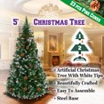 thumbnail image 3 of Sunrise Artificial 5\' Snow Tipped Christmas Tree with Pine Cones and Steel Stand -Unlit (5\' with 446 Tips and 23 pinecones), 3 of 12