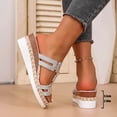 thumbnail image 4 of WRKEKC Womens Sandals Solid Round Toe Open Toe Slip On Thick Sole Wedge Heel Slippers for Ladies Summer Versatile, 4 of 9