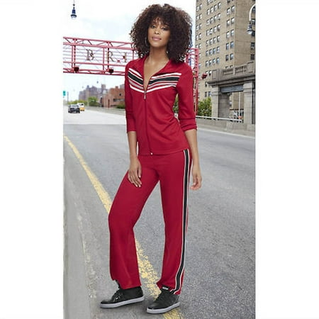 K. Jordan Women's Striped Tracksuit In Red/Black/White - (Best Track Suit Company)