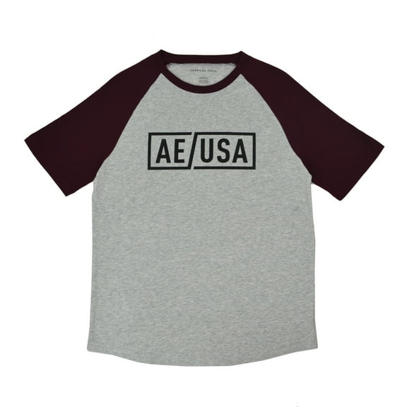 New  American Eagle Mens Heather Gray Red AE Bold Logo Tee Shirt Sz Small S 3786-6